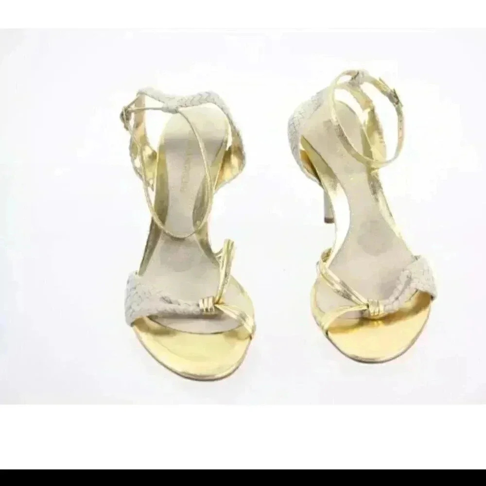 Enzo Angiolini cream and  gold sandals sz 6 M